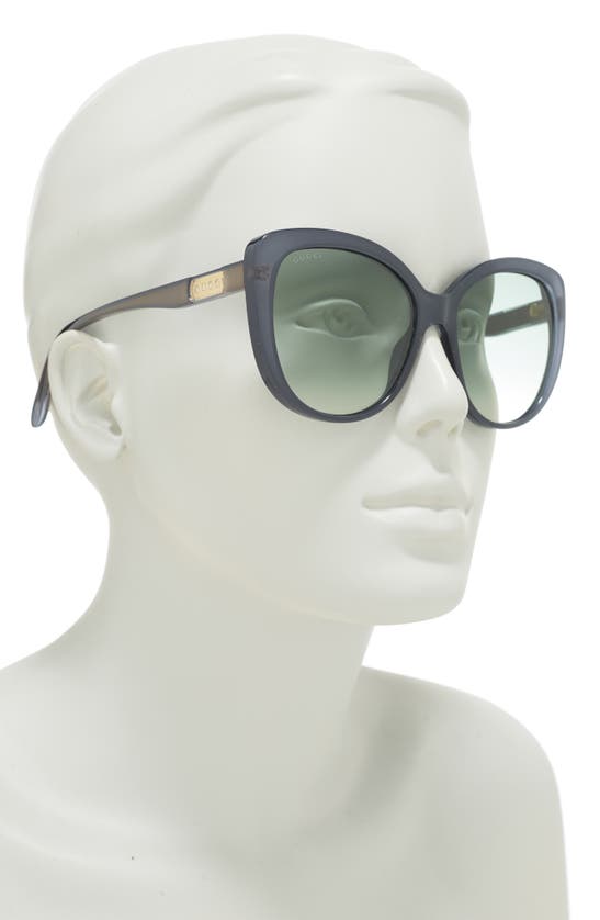 Gucci 57mm Gradient Cat Eye Sunglasses In Blue Green