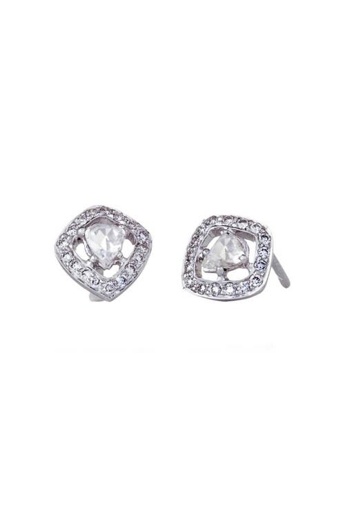 Rose-Cut Diamond Stud Earrings in White Gold/Diamond