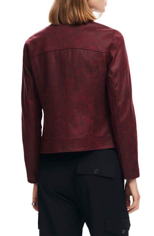 Shop Desigual Munich Faux Leather Moto Jacket In Red