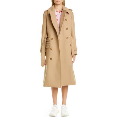 Stella Mccartney Double Face Wool Trench Coat, 6 IT - Beige