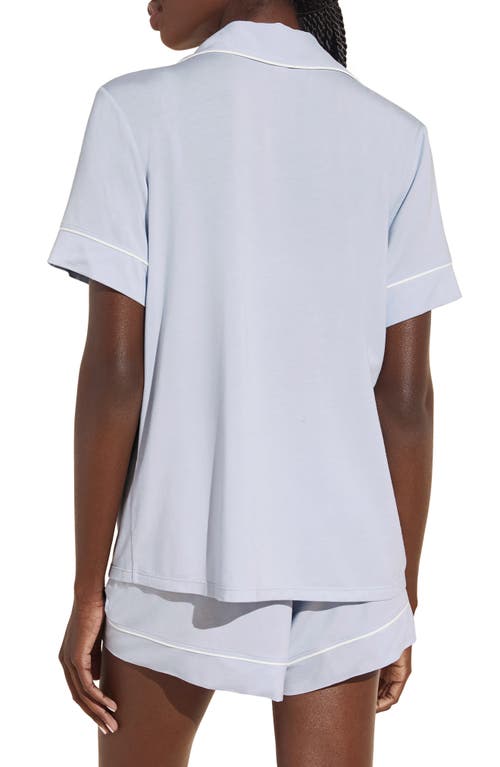 Eberjey Gisele Relaxed Jersey Knit Short Pajamas In Ice Blue/ivory