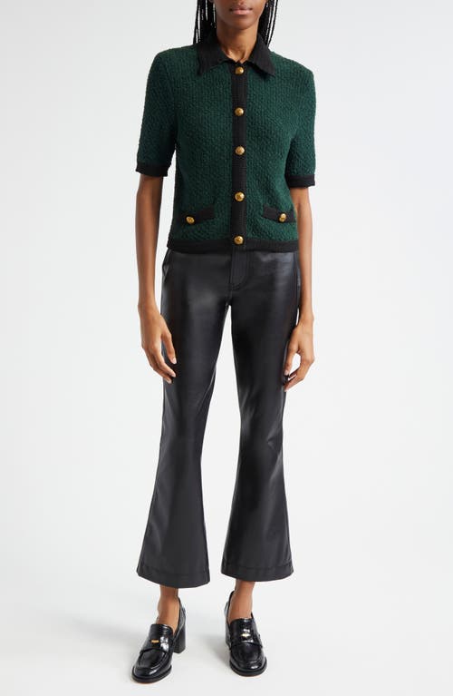 Shop Veronica Beard Marie Houndstooth Knit Jacket In Pine/black