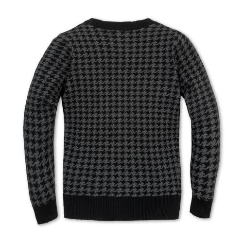 Shop Hope & Henry Boys' Organic Intarsia Crew Neck Sweater, Kids In Black And Charcoal Houndstooth