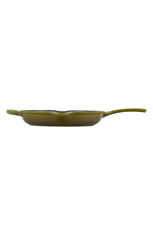 Le Creuset Signature Handle 10 1/4 Inch Enamel Cast Iron Skillet In Olive