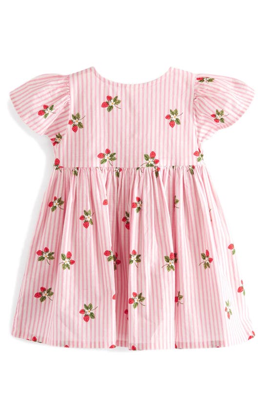 Shop Next Kids' Strawberry Stripe Cotton Sundress In Pink
