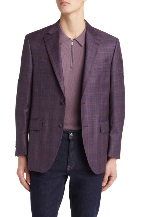 Tailored Fit Windowpane Plaid Wool Sport Coat (Regular & Big)