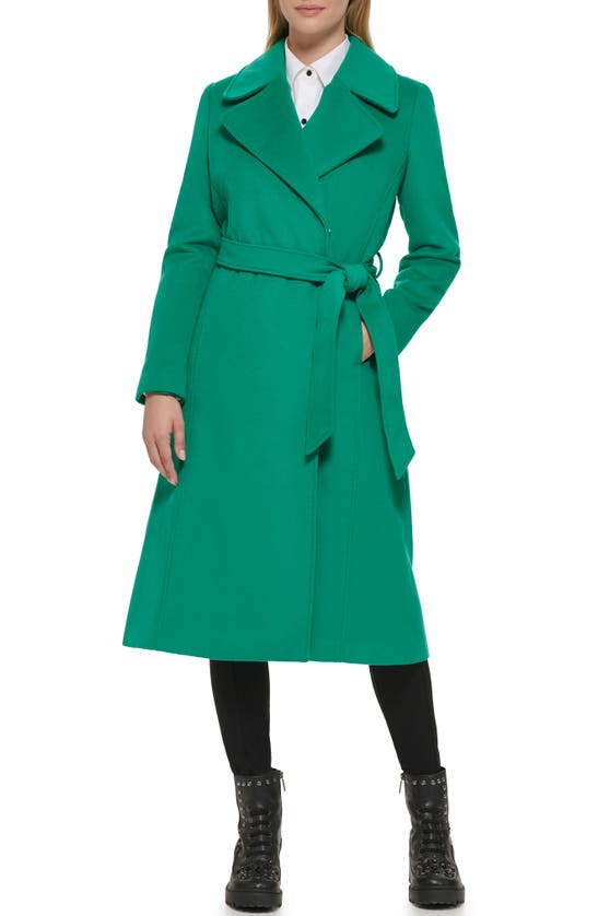 KARL LAGERFELD WOOL BLEND WRAP COAT