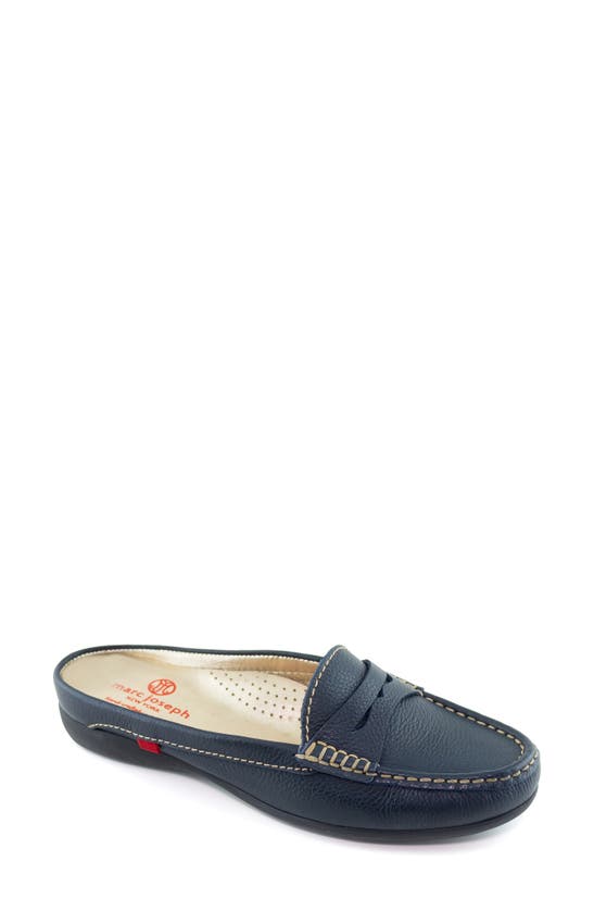 Marc Joseph New York Union Penny Loafer Mule In Navy Grainy