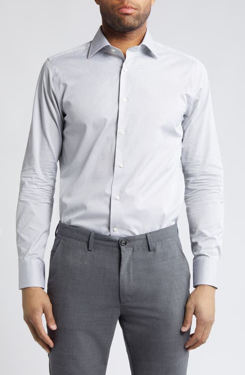 Canali Impeccabile Pattern Cotton Dress Shirt Grey at Nordstrom,