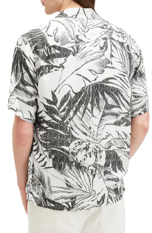 Shop Allsaints Pulse Palm Print Camp Shirt In Off White