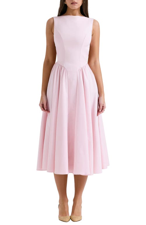 Shop House Of Cb Florentina Open Back Cocktail Midi Dress In Pale Rosette