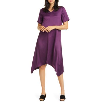 Eileen Fisher Handkerchief Hem Shift Dress, Purple