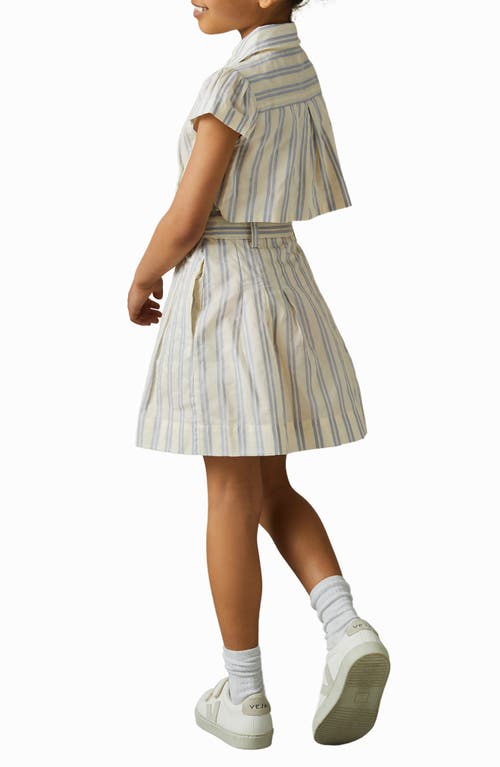 Shop Reiss Kids' Selena Sr. Stripe Cotton & Silk Open Back Shirtdress In Blue