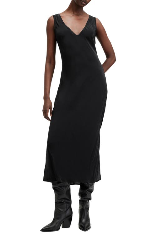 Shop Allsaints Izabela Sheer Bead & Sequin Stripe Maxi Dress In Black