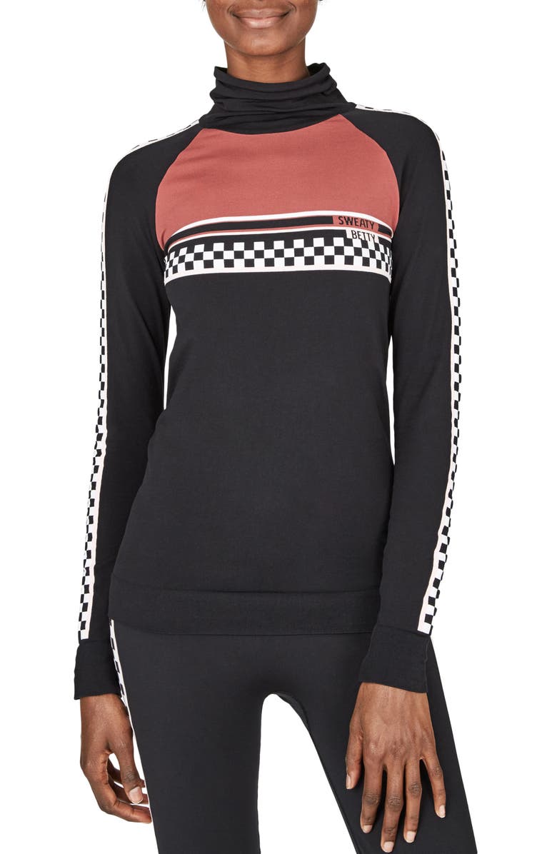 SWEATY BETTY Team Ski Seamless Base Layer Turtleneck Top, Main, color, TEAM SKI JACQUARD
