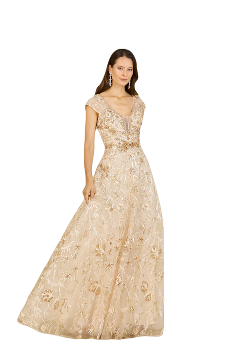 Shop Lara New York Lace Embellished A-line Dress In Champagne