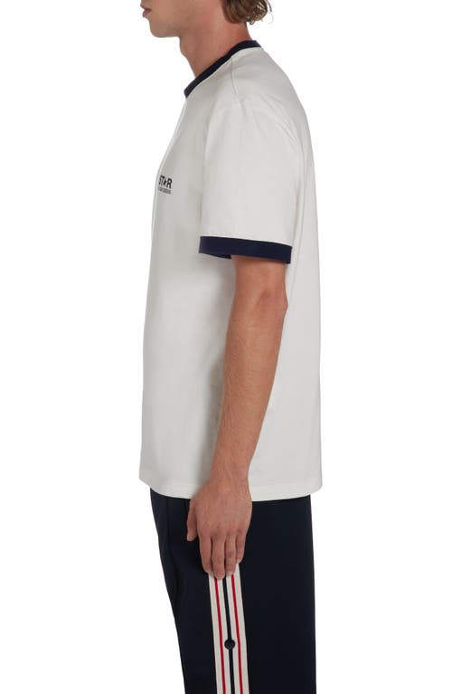 Golden Goose Star Cotton Ringer T-shirt In Heritage White/dark Blue