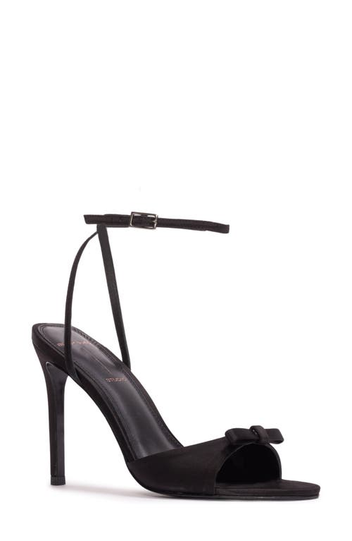 Black SUEDE STUDIO Albie Ankle Strap Sandal Satin at Nordstrom,