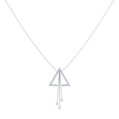 Luvmyjewelry Skyline Triangle Bolo Adjustable Diamond Lariat Necklace In Sterling Silver In Silver