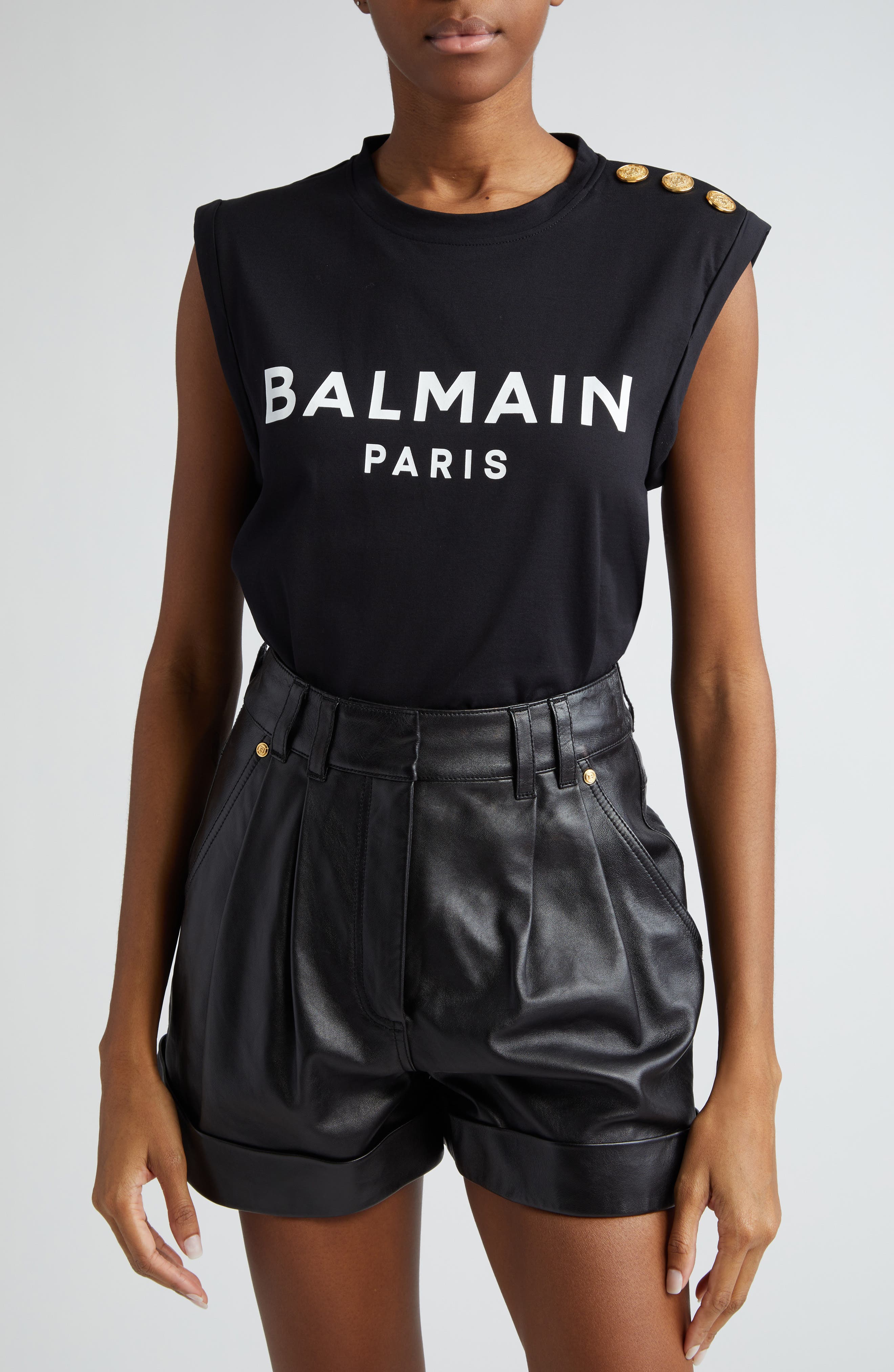 BALMAIN - Button-embossed Logo Cotton Tank Top