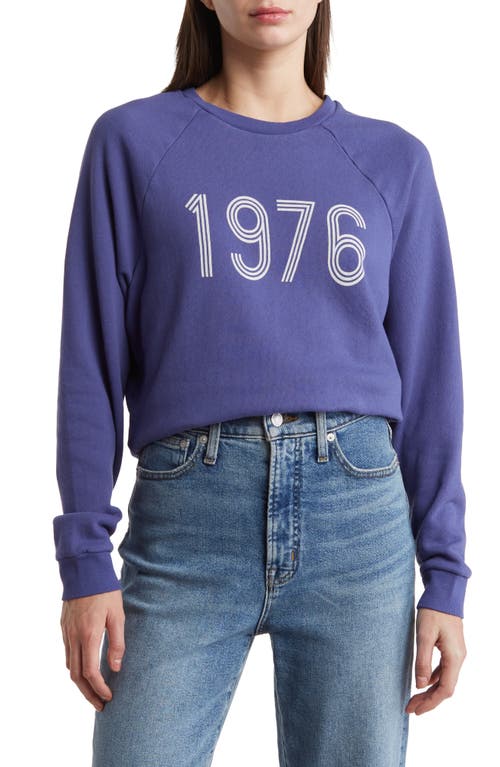 Washed French Terry Graphic Sweatshirt in Skipper Blue