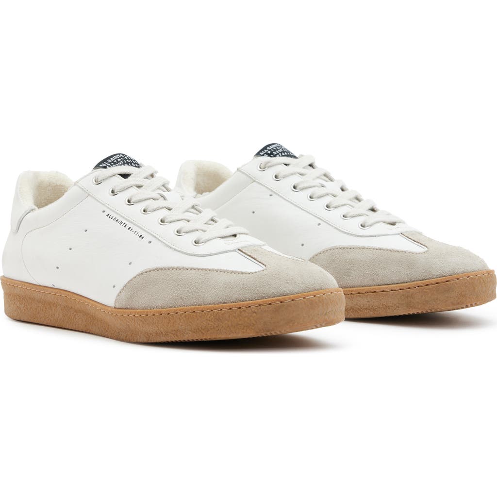 Allsaints Leo Low Top Trainer In White/sand