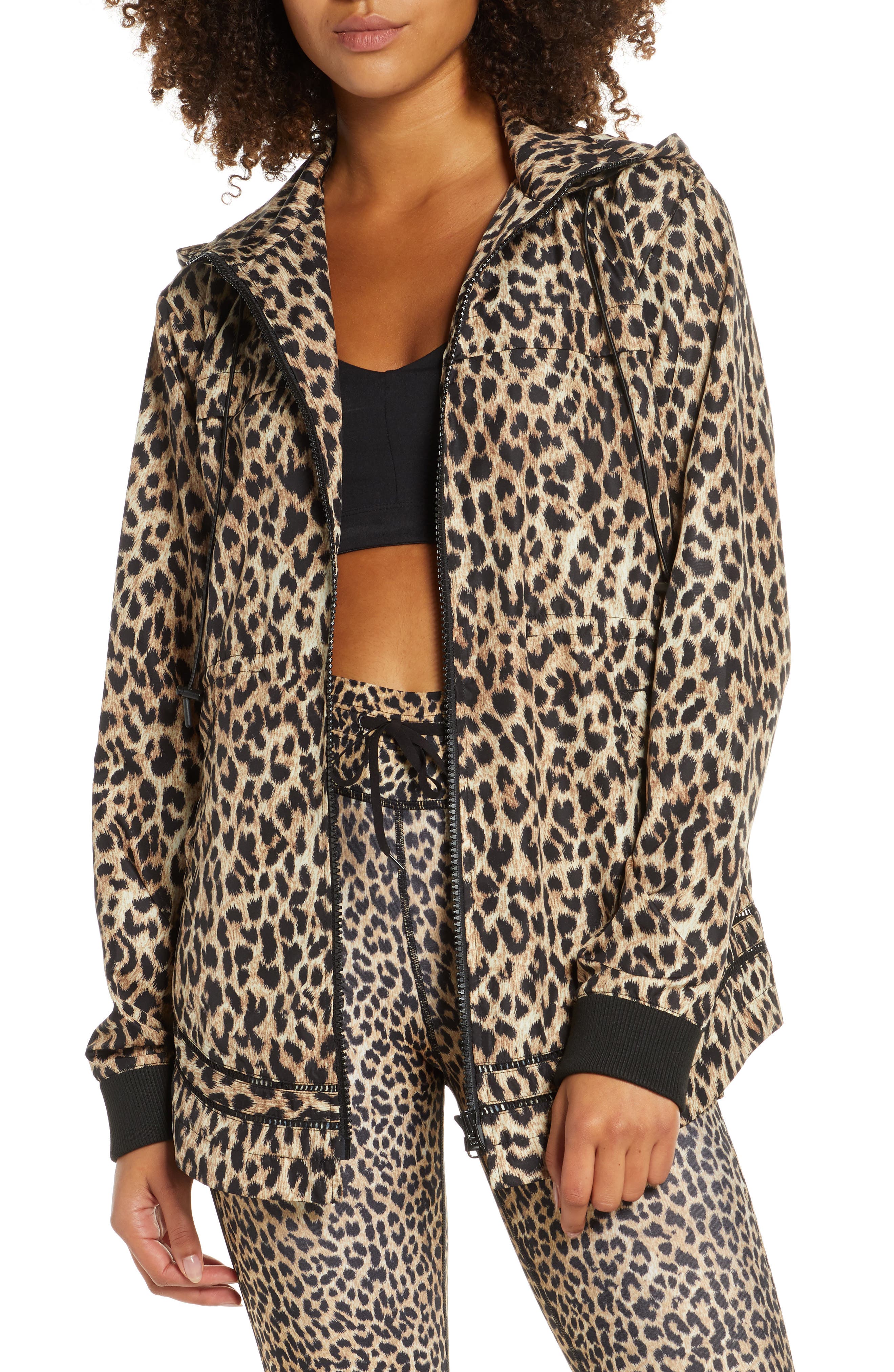 The Upside Leopard Print Ash Water Resistant Hooded Jacket Nordstrom