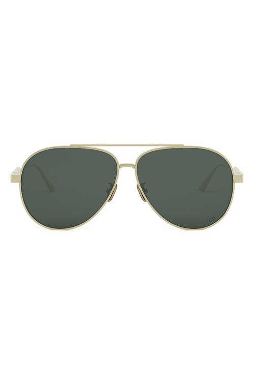 Shop Dior 'cannage A1u 61mm Pilot Sunglasses In Gold/solid Green Lenses