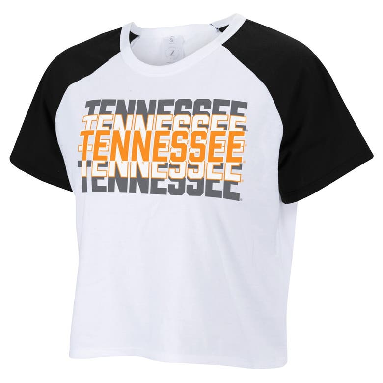 Shop Zoozatz White Tennessee Volunteers Colorblock Repeat Raglan Cropped T-shirt