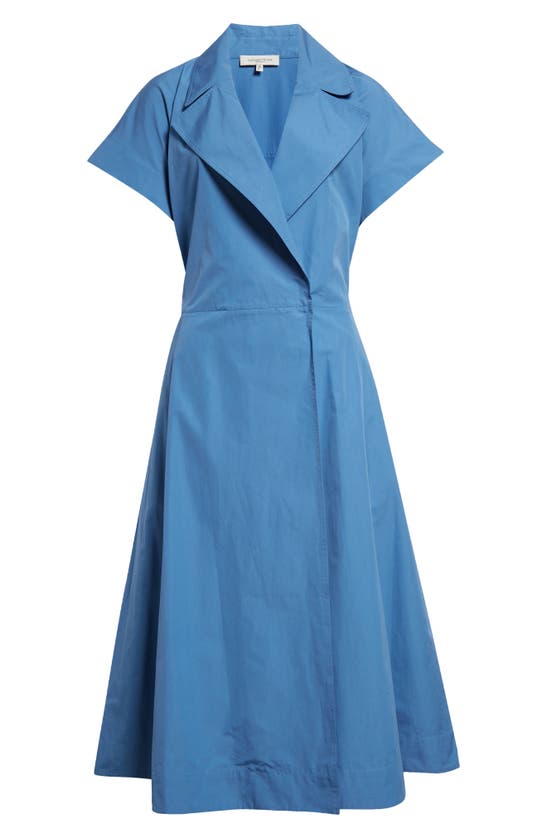 Shop Lafayette 148 New York Belted Organic Cotton Poplin Wrap Dress In Delphinium Blue
