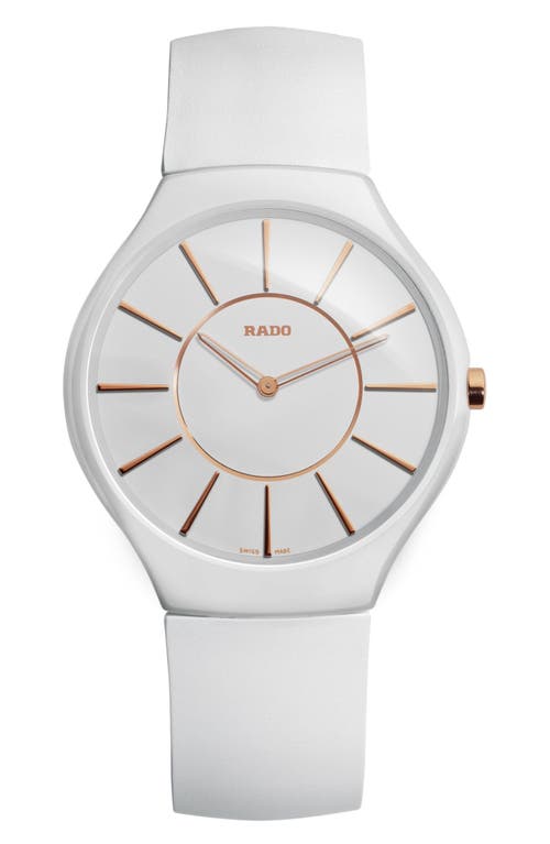 RADO True Thin Ceramic Strap Watch, 39mm in White at Nordstrom
