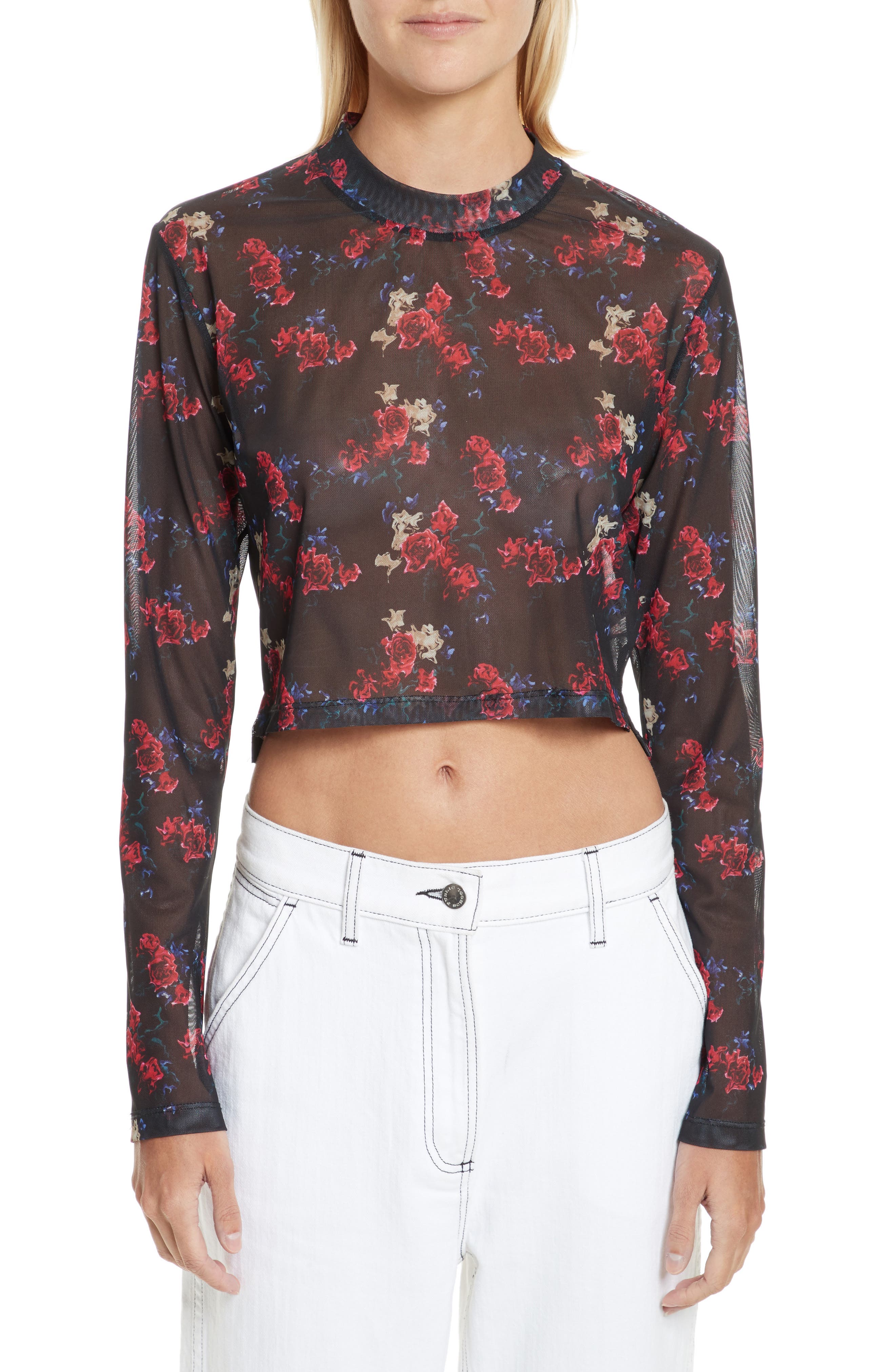 floral mesh top