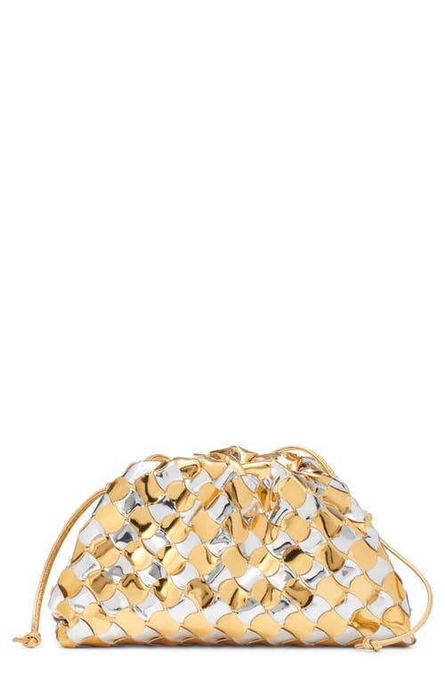 Bottega Veneta The Mini Pouch Pavimento Leather Clutch in Silver/Gold at Nordstrom