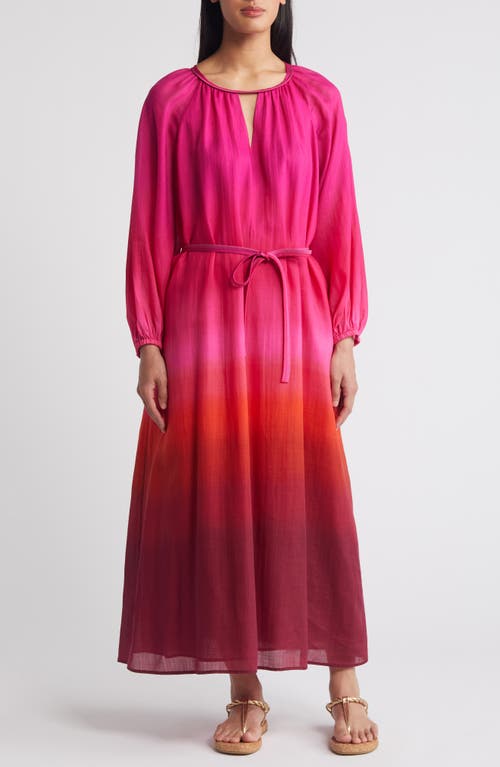 Shop Tommy Bahama Harmony Hues Long Sleeve Maxi Dress In Pink Papaya