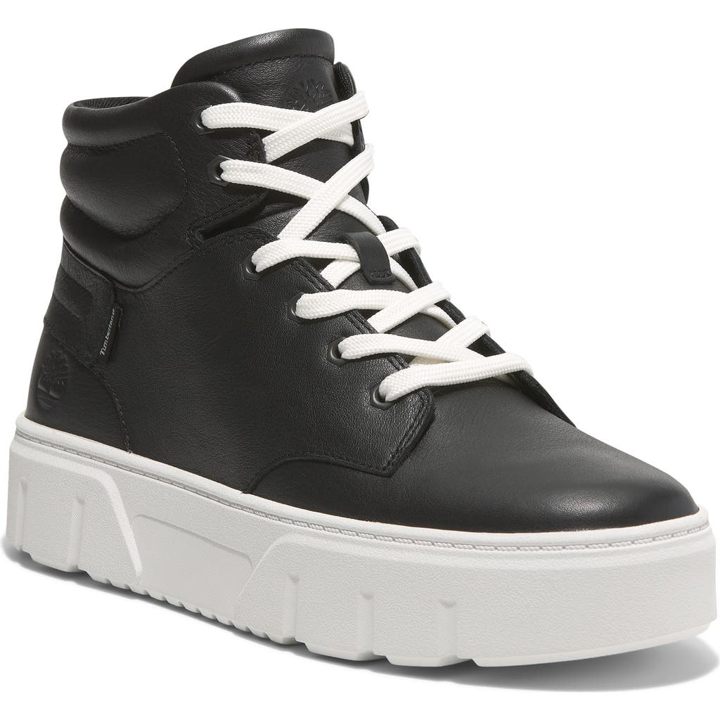 Timberland Laurel High Top Platform Sneaker In Black Full Grain