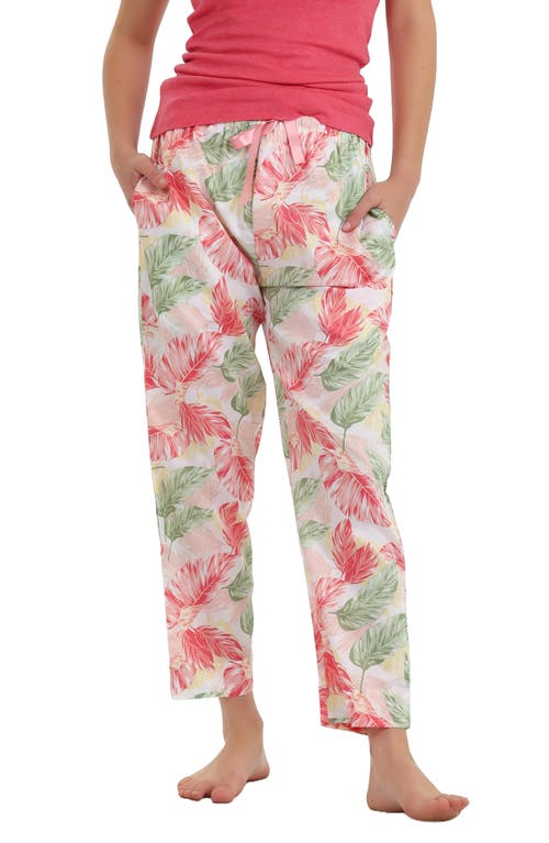 Papinelle Faye Floral Print Cotton Sateen Pajama Pants in Faye Palm at Nordstrom, Size X-Large
