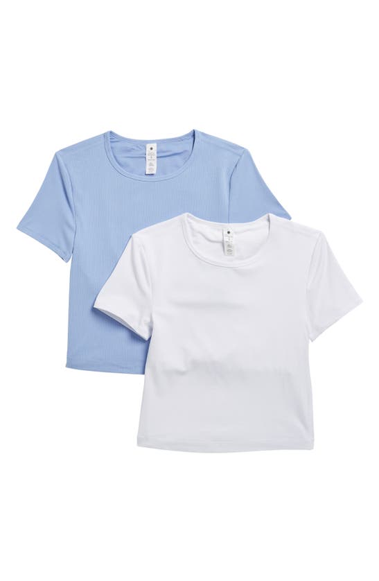 Shop Yogalicious 2-pack Tara Heavenly Rib Crop T-shirts In Grapemist/white