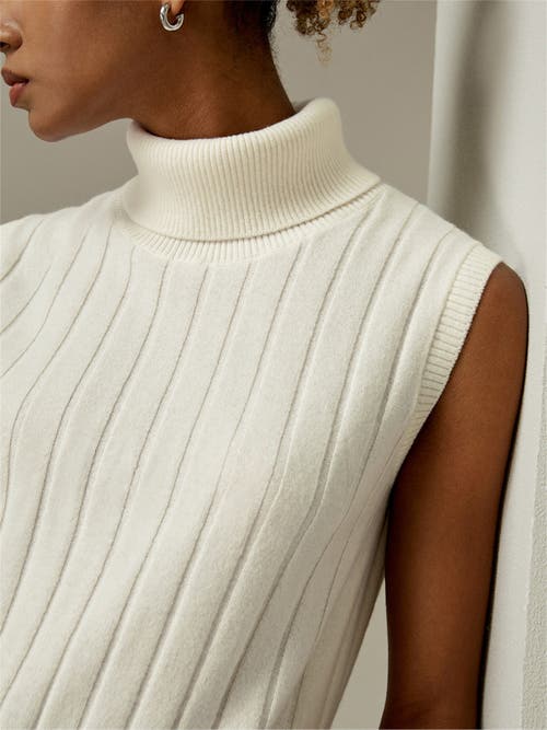 Shop Lilysilk Turtleneck Sleeveless Cashmere Vest In White