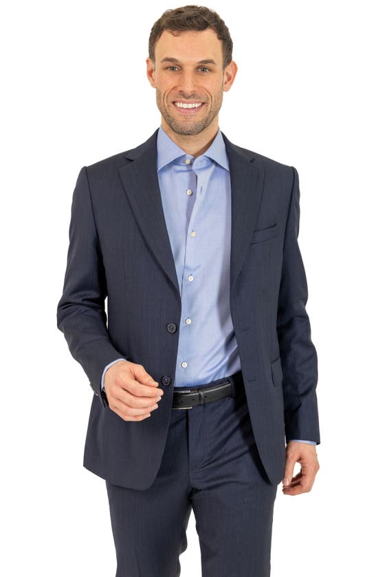 Shop Pinoporte Trim Fit Wool Suit In Blue