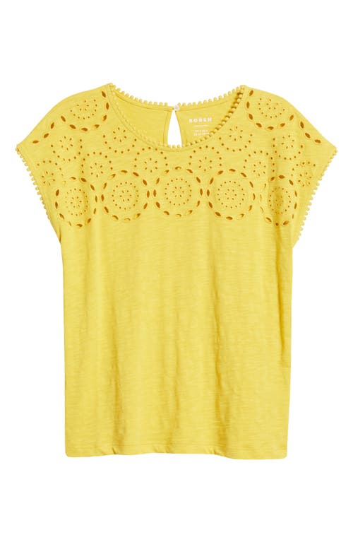 Shop Boden Sasha Eyelet Cotton T-shirt In Ceylon Yellow