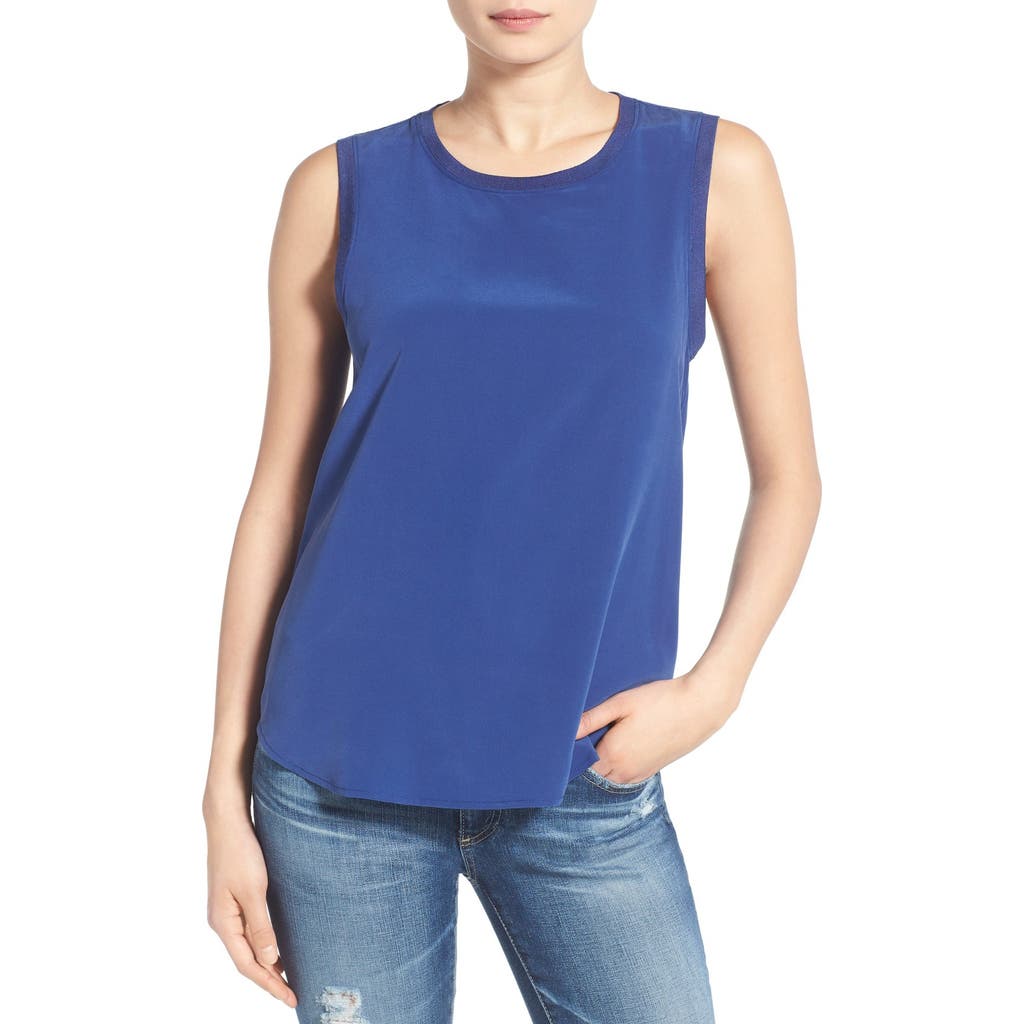 Shop Ag Everest Silk Sleeveless Top In Colonial Blue