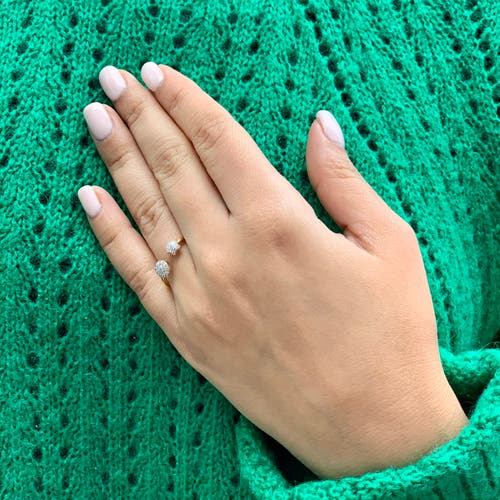Luvmyjewelry Full Moon Star Sterling Silver Diamond Open Ring In 14kt Gold Vermeil On Sterling