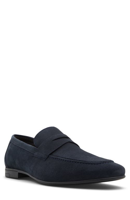 ALDO Wakith Suede Apron Toe Penny Loafer Navy at Nordstrom,