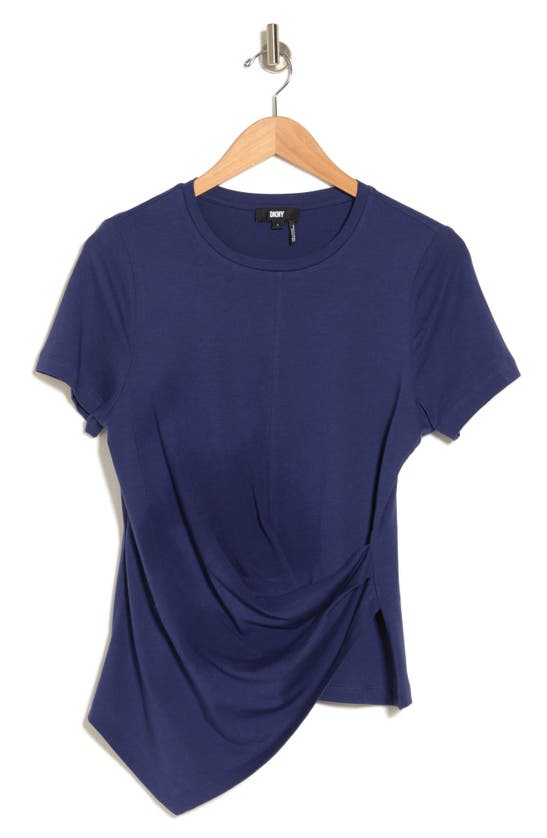 Shop Dkny Sport Faux Wrap T-shirt In Inky Blue