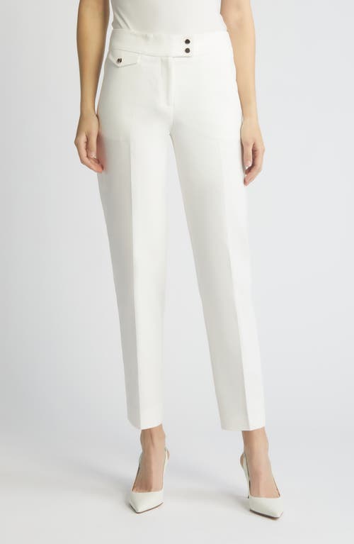 Anne Klein Flat Front Pants in Bright White at Nordstrom, Size 10