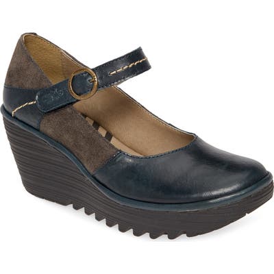 Fly London Yuko Wedge Mary Jane Pump - Blue