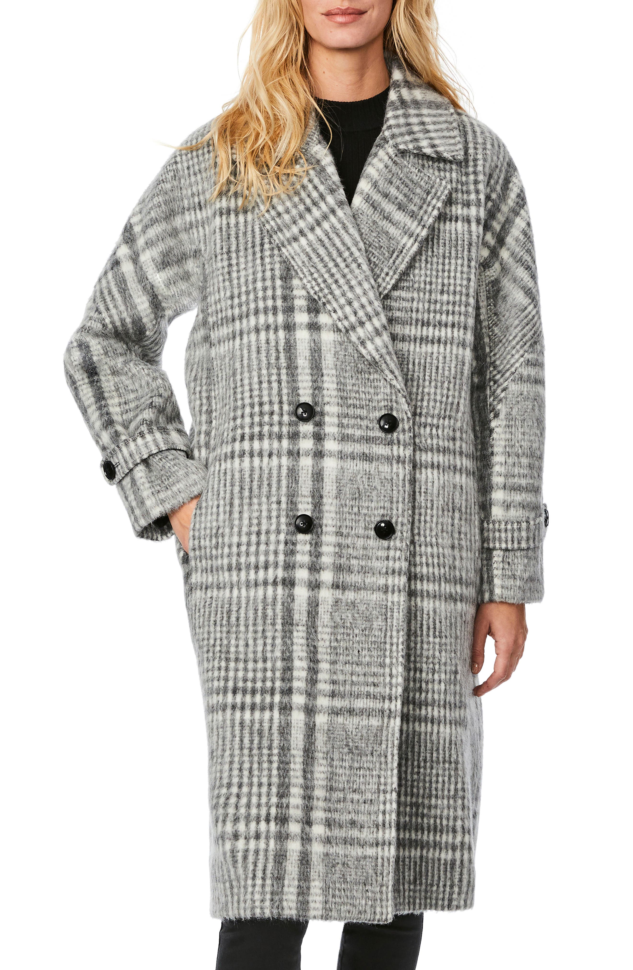 grey check coat womens