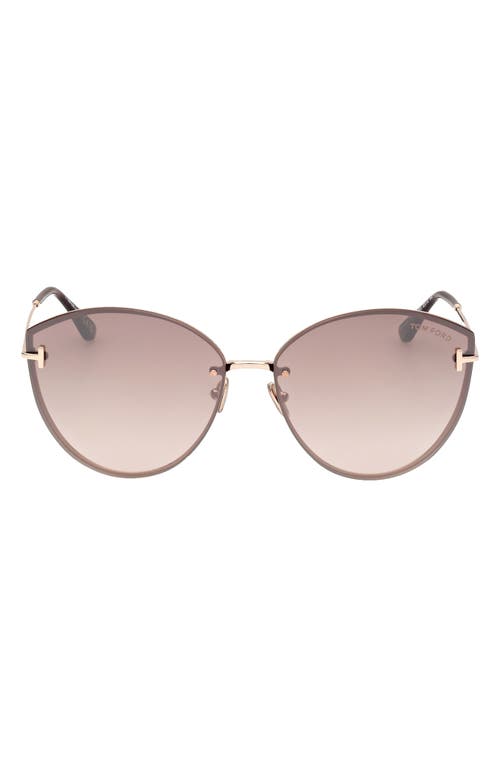 TOM FORD Evangeline 63mm Oversize Gradient Cat Eye Sunglasses in Shiny Rose Gold /Brown Gold at Nordstrom