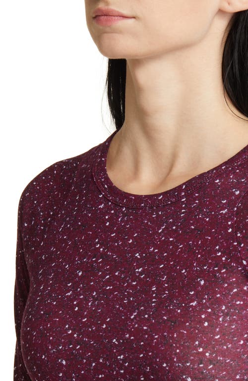 Rag & Bone Shaw Houndstooth Long Sleeve Cotton Top In Burgundy Multi