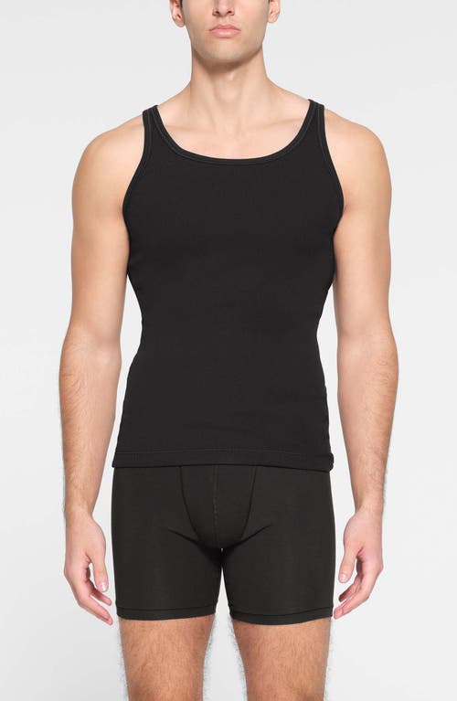 Shop Skims 3-pack Rib Stretch Cotton Tanks In Onyx